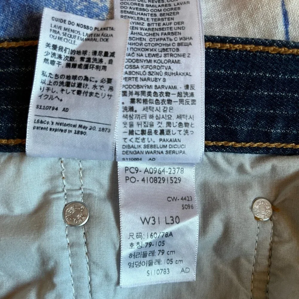 Levi's Blue Pin Stripe Straight Leg Jeans Classic Fit 34 - Picture 12 of 12